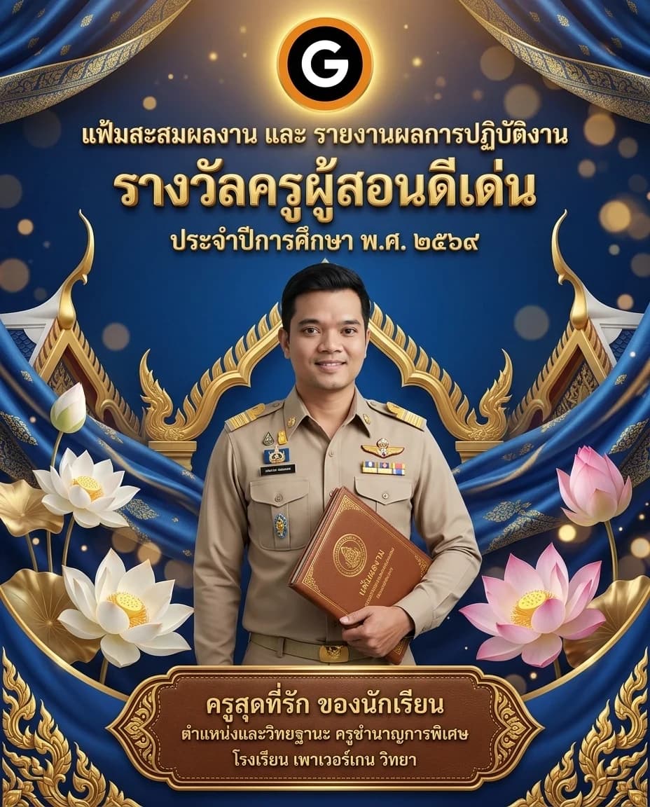 สร้างปกแฟ้มผลงานครูระดับพรีเมียม